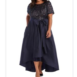 R&M Richard’s Mother Of The Bride Hi Lo Dress In Navy Size 18W